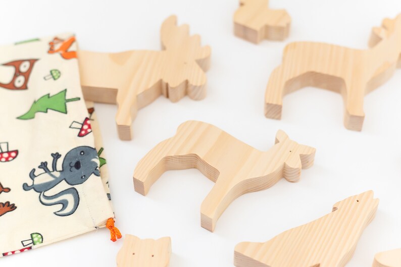 Wooden forest animals Wooden animal toys Wood toy animals Birthday gift for child image 4