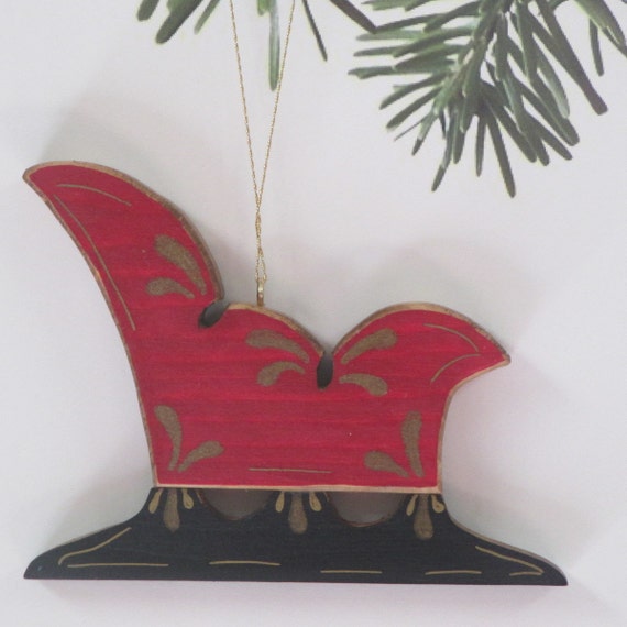 Wooden Sleigh Christmas Ornament Etsy