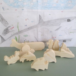 Wooden sea creatures, Wooden toys, Wood marine animal toy, Birthday gift for child - Easter basket