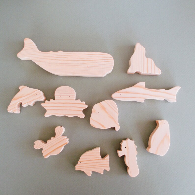 Wooden Sea Creatures Wooden Toys Wood Marine Animal Toy Etsy