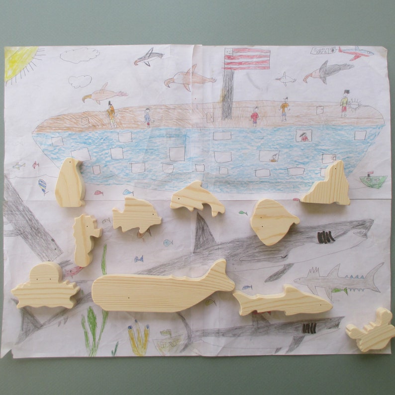 Wooden Sea Creatures Wooden Toys Wood Marine Animal Toy Etsy