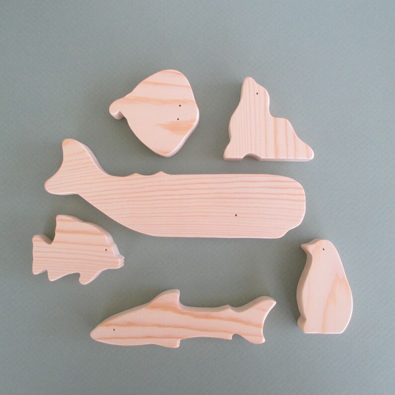 Wooden Sea Creatures Wooden Toys Wood Marine Animal Toy Etsy