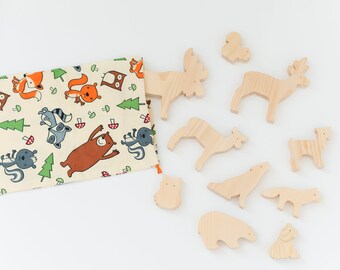 Wooden forest animals - Wooden animal toys -  Wood toy animals