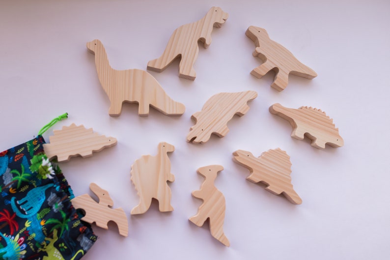 Unfinished wooden toy dinosaurs Gift for kids Imagination Etsy