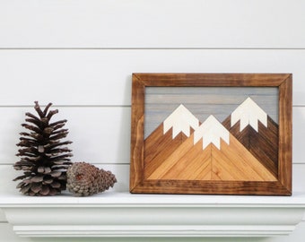 Rustic Mountain Wall Art - Geometric Mountain Decor - Gift for new home - Valentines day gift for him