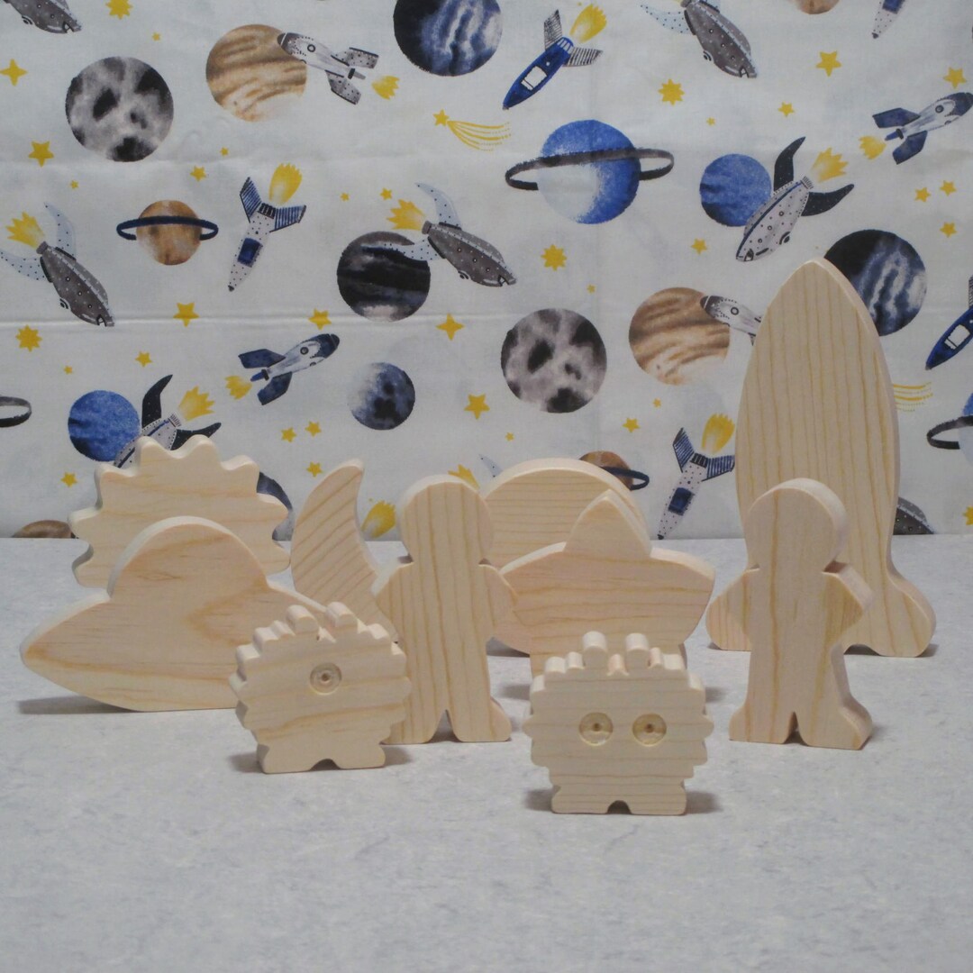Wooden Space Toys Wooden Rocket Wooden Alien Birthday - Etsy