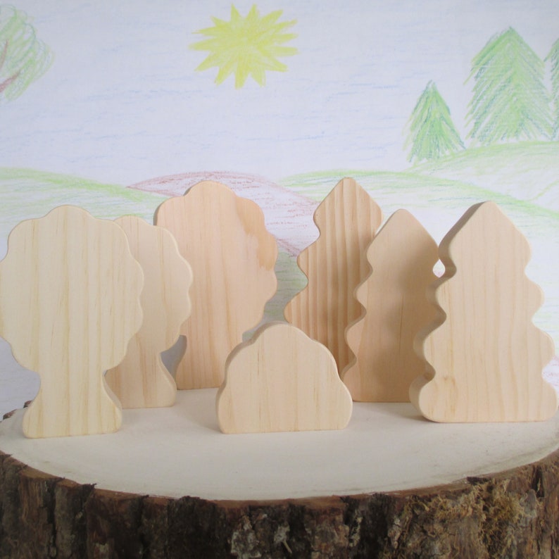 Wooden toy trees, Unfinished wooden toys, Birthday gift for kids, Childs toy image 8