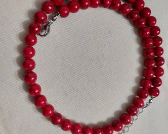 rote Perlen Halskette, Fake Türkis Halskette, rote Perlen Halskette, billige Türkis Perlen Halskette, Statemant Halskette, rote Halskette