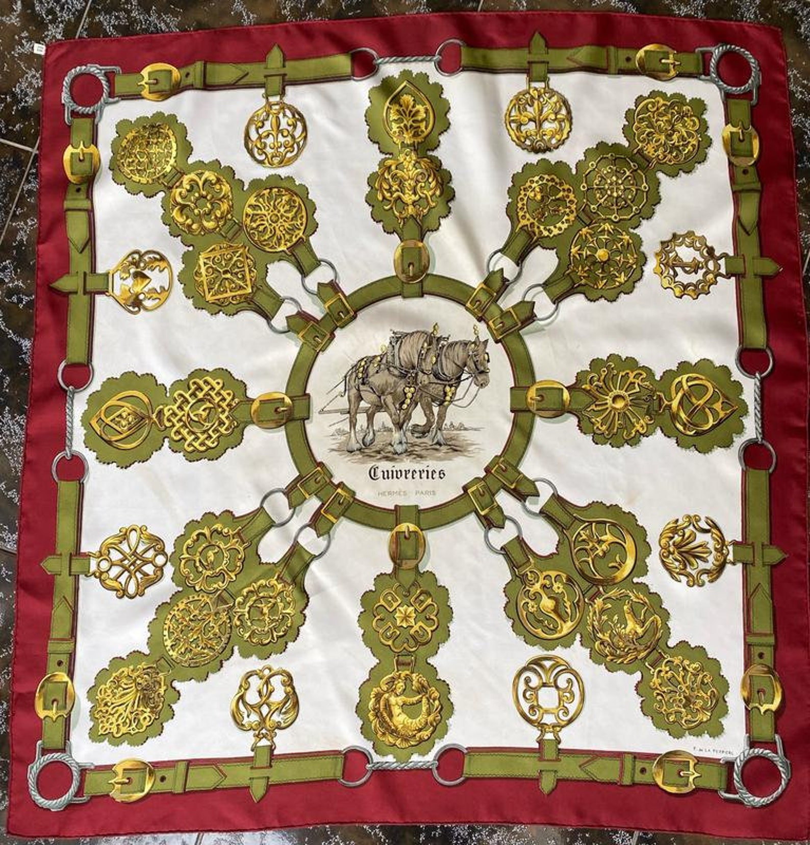 Hermes cuivreries by f. de la perriere silk scarf Etsy