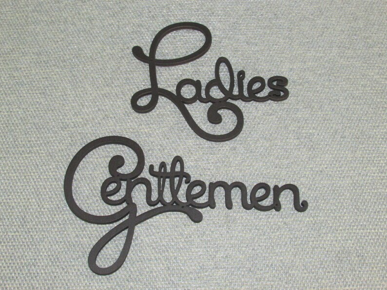 Fancy Ladies & Gentlemen Restroom Door Word Signs Black Etsy
