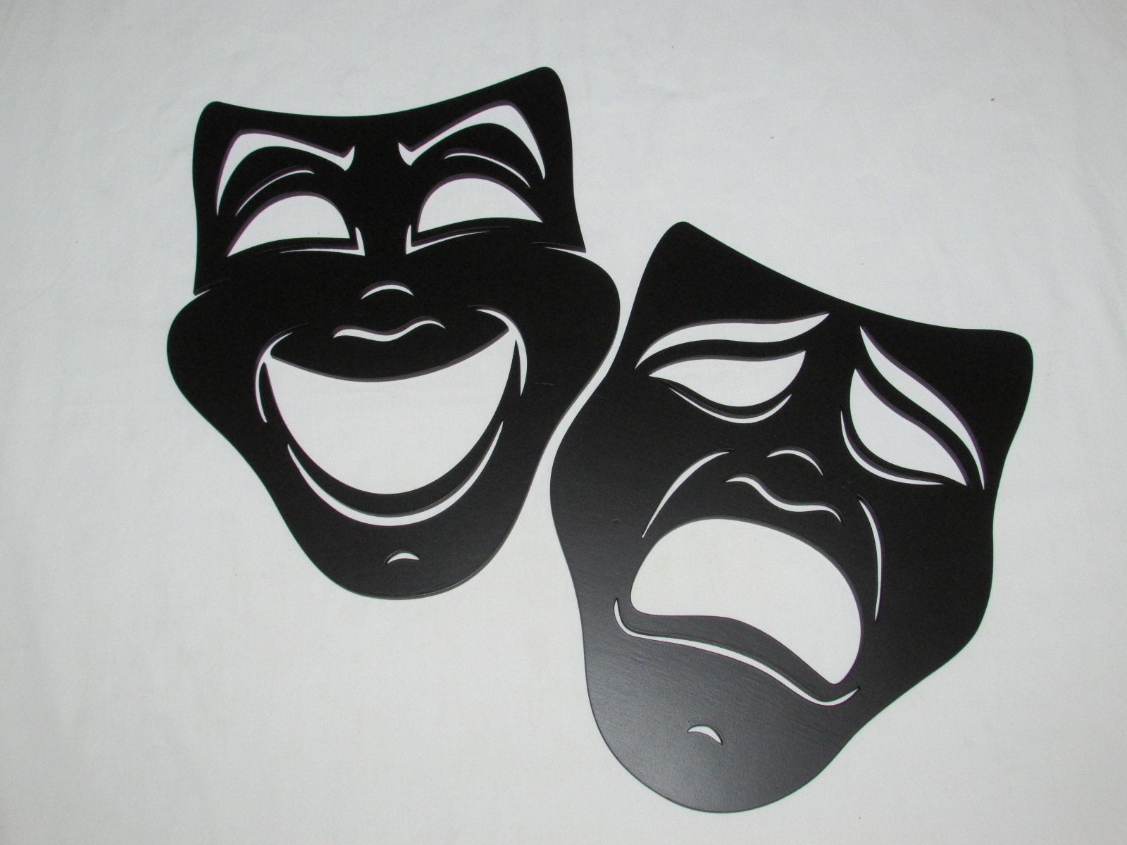 Comedy Tragedy Masks Movie Decor Wooden Art Cinema Home Theater Sign 