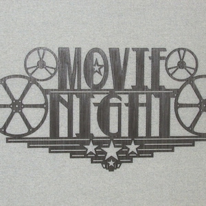 Large Wood Movie Night Home Theater Wall Decor Sign Reels Theater Cinema