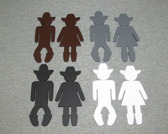 Bathroom / Restroom Cowboy Cowgirl figures Set, Choice of color and size, Free Shipping