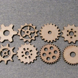 8 Custom Two inch 2&quot; Wood Wooden Gears Gear COG Steampunk Wall Art