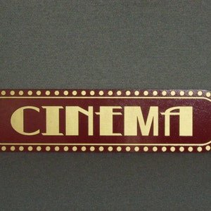 Custom 13 Vintage Style Red and Gold CINEMA Wood Wall Sign Movie Home Decor image 1