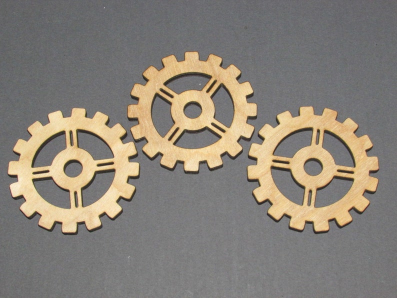 Lot of 3 Wood Wooden Gears Gear COG Steampunk Wall Art Decor Etsy