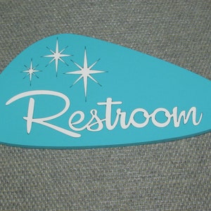 Mid Century Retro Bathroom, Restroom, Water Closet Door Signs 8" X 4 ...