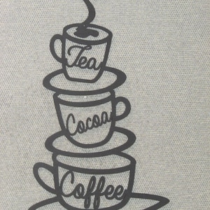 Stacked Coffee Tea Cocoa Cups Wood 16&quot; Laser Wall Art Hanging Decor Sign