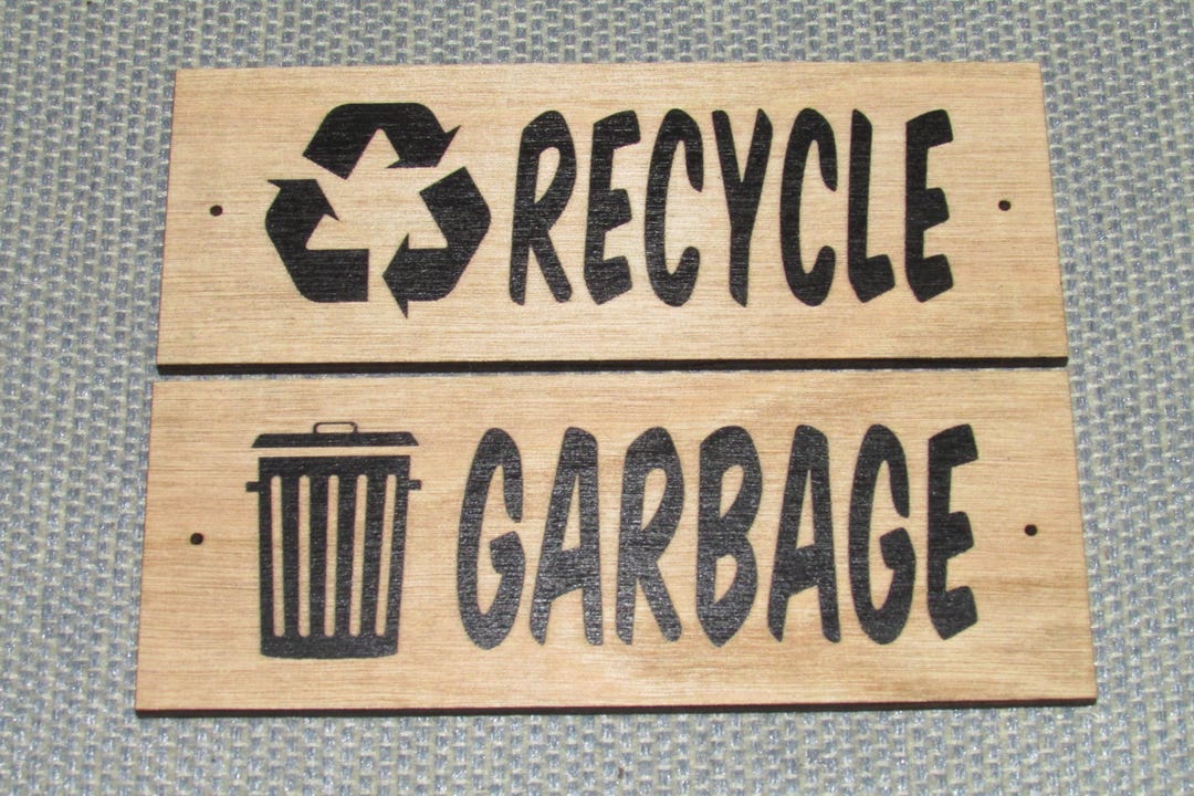 Rustic Wood Garbage and Recycle Sign Set - Etsy