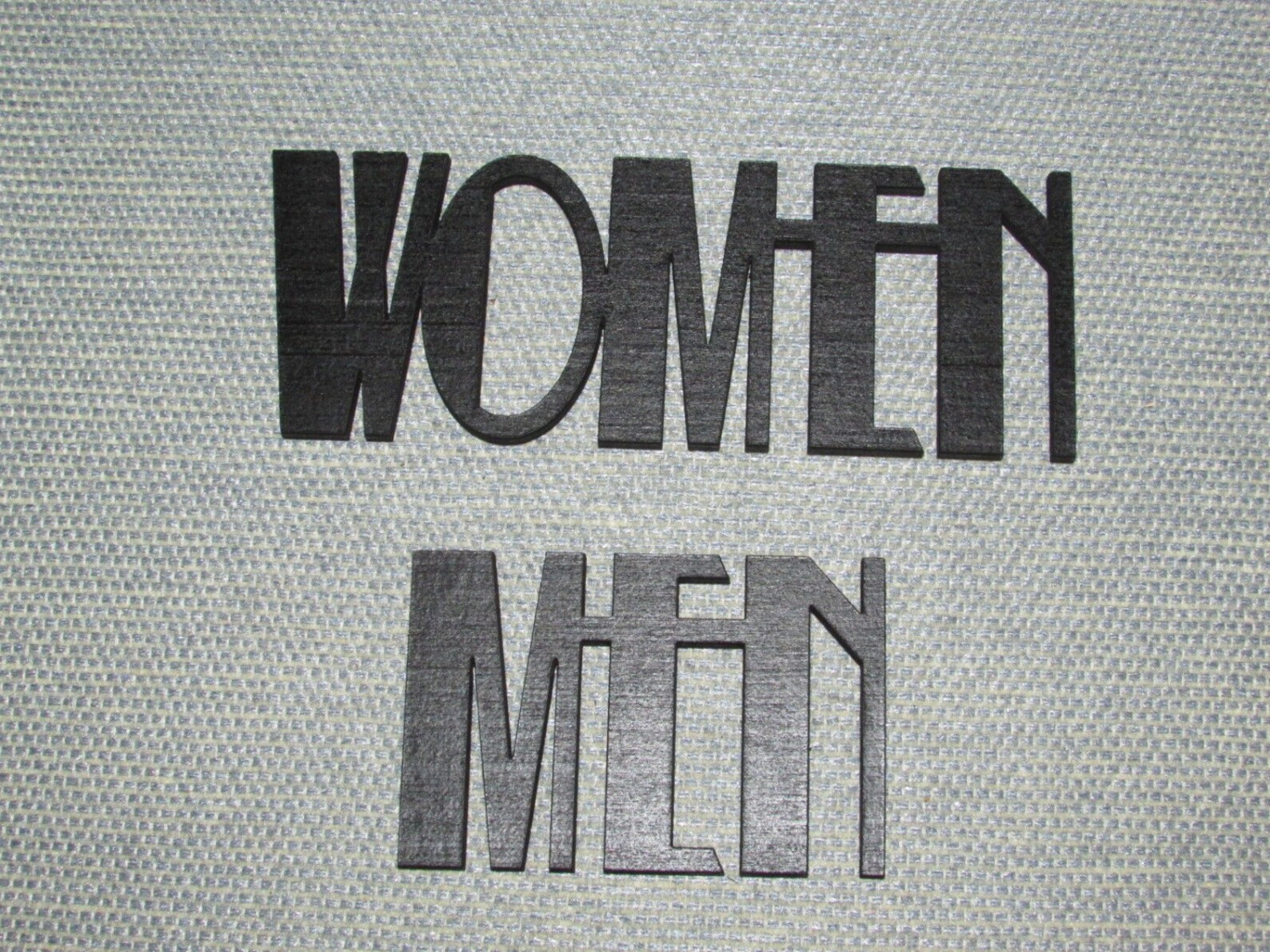Men and Women Wall Word Sign Set Art Deco Letter Style Black Bathroom ...