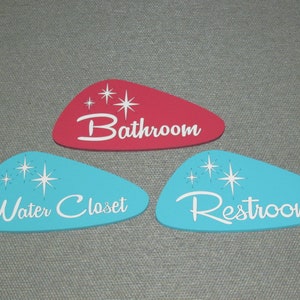 Mid Century Retro Bathroom, Restroom, Water Closet Door Signs 8" X 4 ...