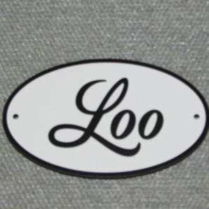 Loo Bathroom Door Sign Plaque Restroom Black Letters