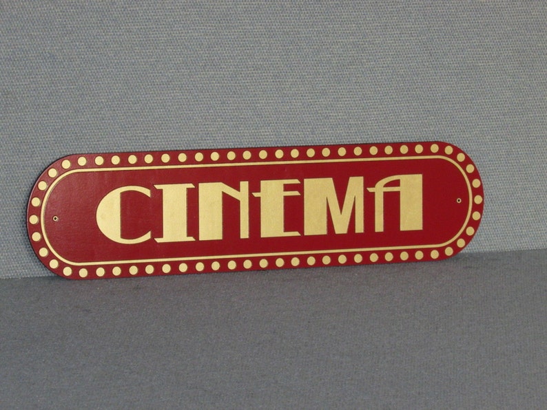 Custom 13 Vintage Style Red and Gold CINEMA Wood Wall Sign Movie Home Decor image 5