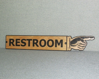 Restroom Direction Pointing Finger, Pointing Right Sign