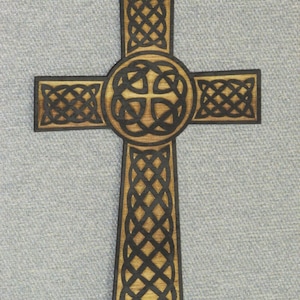 Custom Made Rustic Wood Celtic 12&quot; Cross Wall Hanging Art