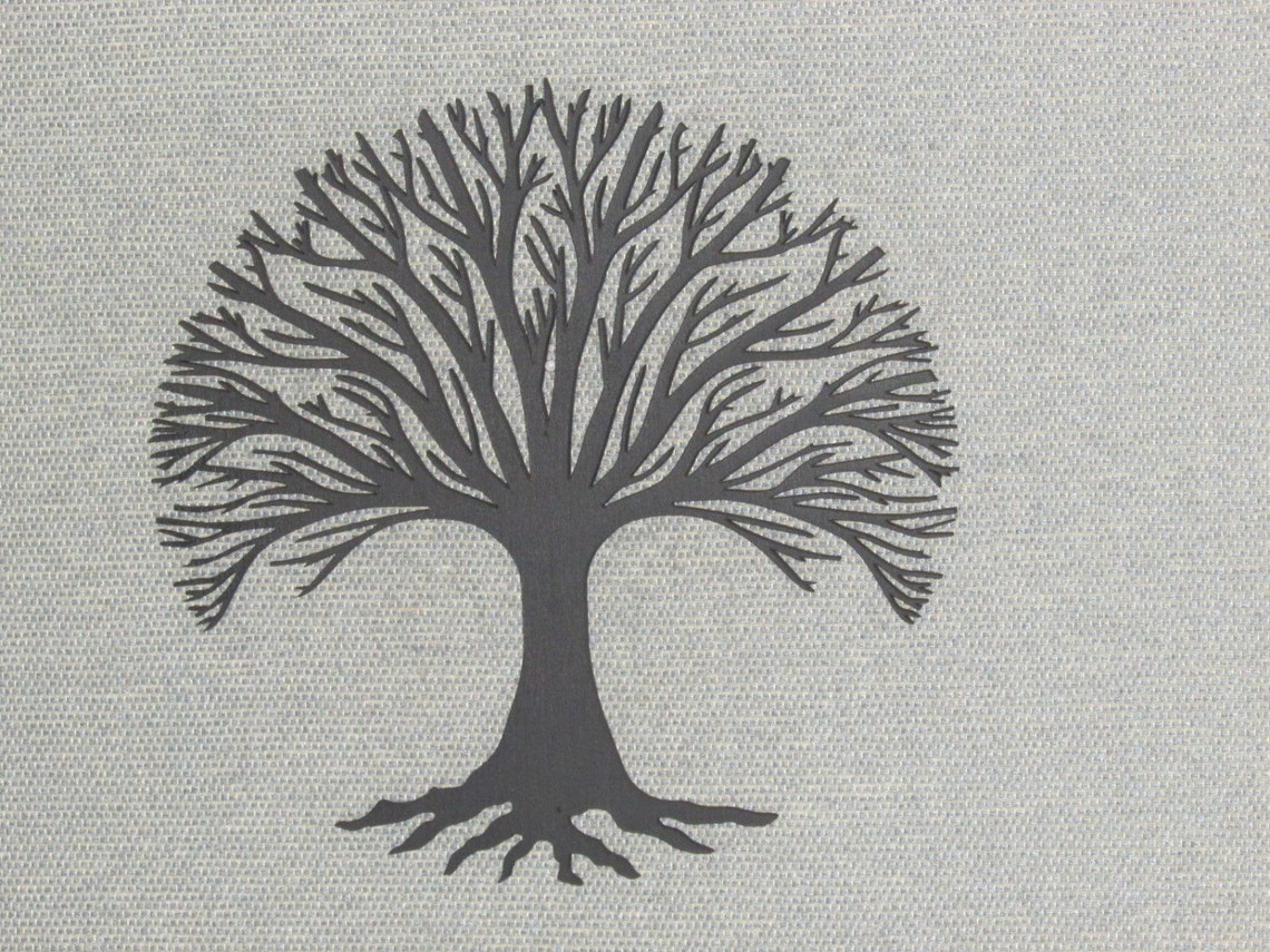 Leafless Oak Tree Laser Cut Wall Art Decor Wood Etsy