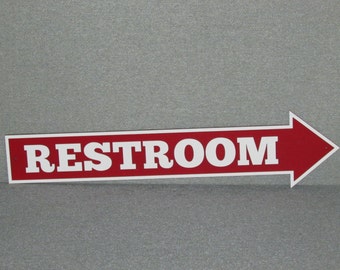 LARGE 24" Custom Restroom Sign Right Pointing Arrow