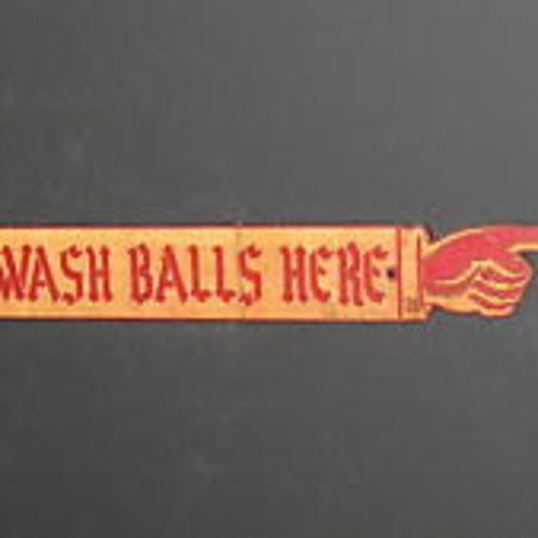 Rustic Wooden Wash Balls Here Sign Finger Pointing Golf Sign