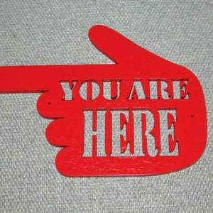 YOU ARE HERE Pointing Finger, Choose Right or Left Direction, Choice of Color, Free Shipping