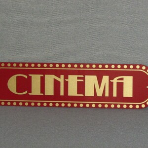 Custom 13 Vintage Style Red and Gold CINEMA Wood Wall Sign Movie Home Decor image 2