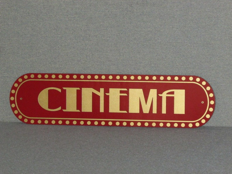 Custom 13 Vintage Style Red and Gold CINEMA Wood Wall Sign Movie Home Decor image 2