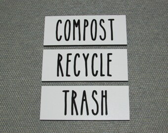 Recycle, Trash & Compost Rae Dunn Inspired Wooden Sign Set