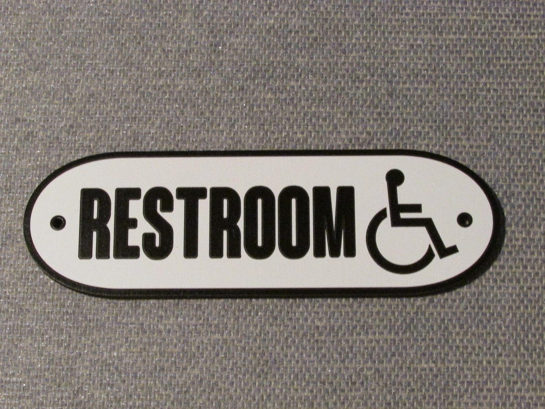 Vintage Retro Style Black & White Restroom Door Sign 9" X 3" - Etsy
