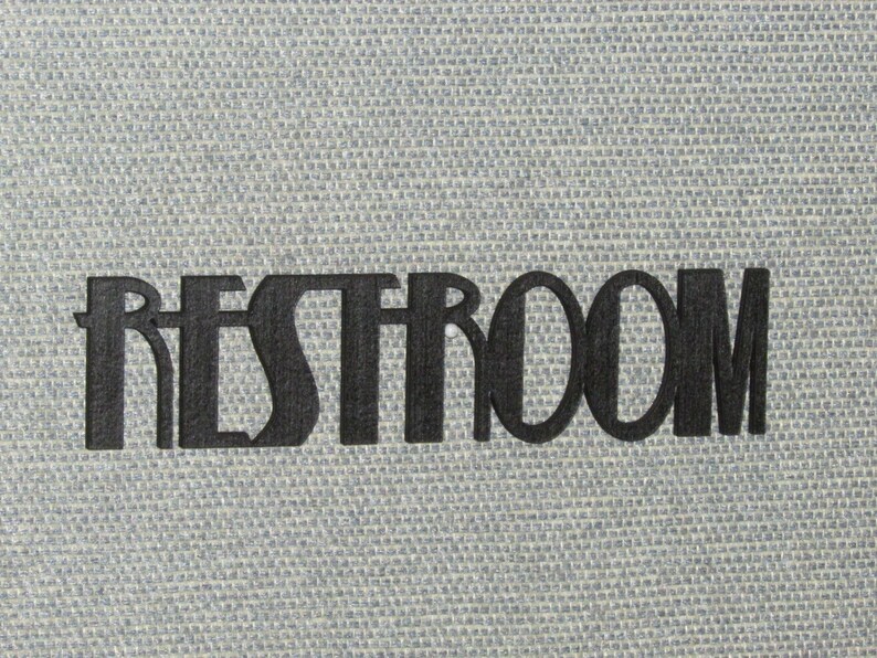 Restroom Wall Word Sign Art Deco Letter Style 10 x Etsy