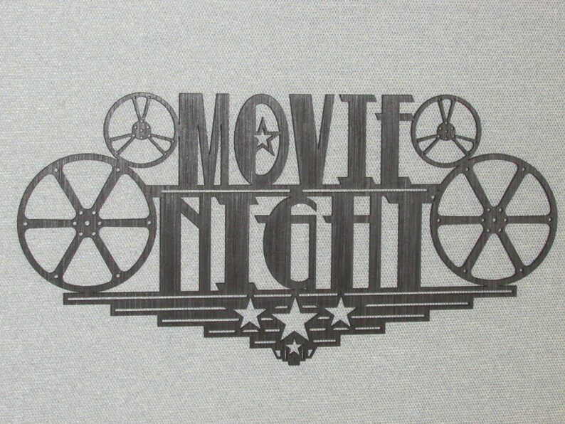 Large Wood Movie Night Home Theater Wall Decor Sign Reels