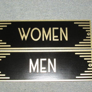 Men and Women Restroom Door Sign Set Custom Art Deco Style 3 - Etsy