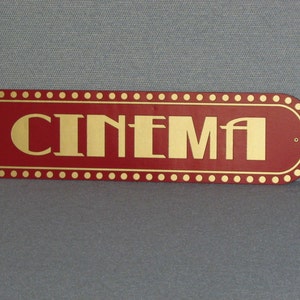 Custom 13 Vintage Style Red and Gold CINEMA Wood Wall Sign Movie Home Decor image 3