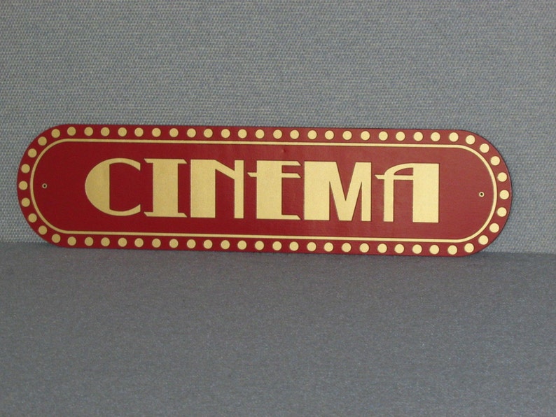 Custom 13 Vintage Style Red and Gold CINEMA Wood Wall Sign Movie Home Decor image 3