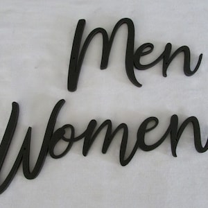 Men & Women Restroom Door Script Word Wood Signs