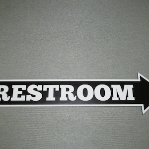 LARGE 24&quot; Custom Wood Black and White Restroom Sign Right Pointing Arrow