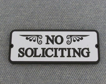 No Soliciting Custom Wood House Sign Black & White