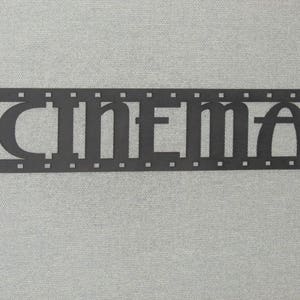CINEMA Film Strip Wood Wall Words Hanging Sign Art Decor Movie Reel
