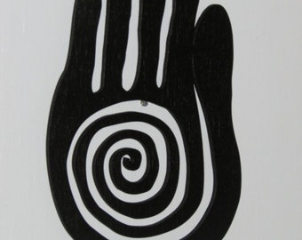 Shaman Healing Hand Wall Art, Spiral Design, Birch Wood