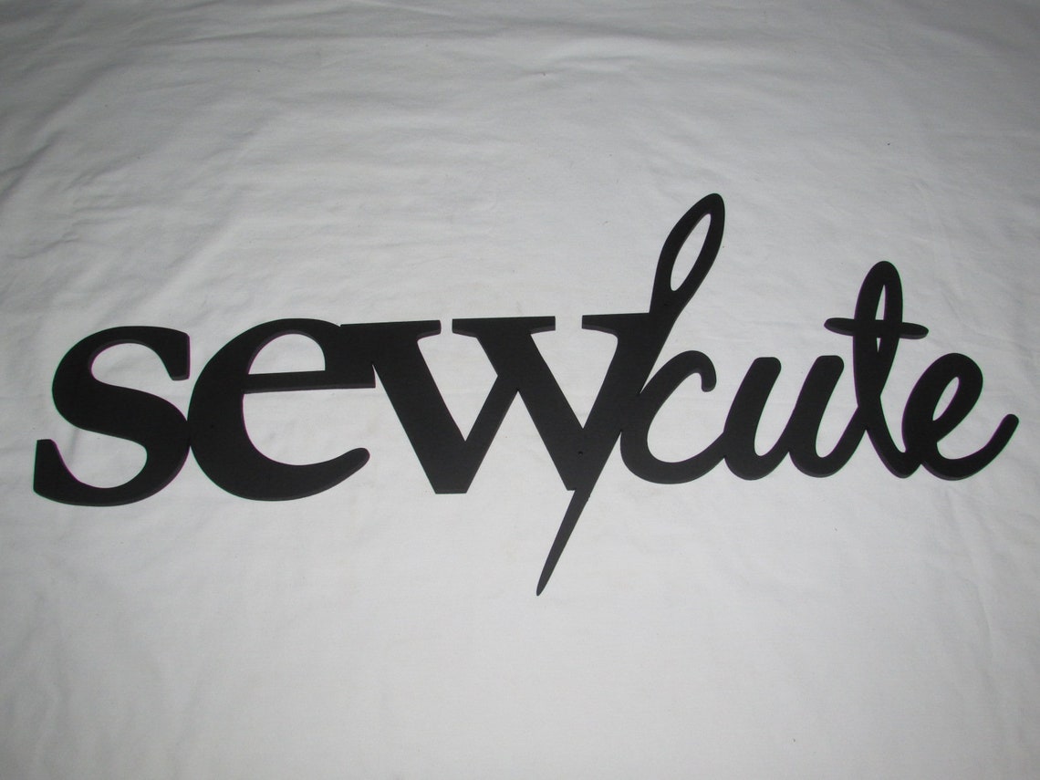SEW CUTE Word With Sewing Needle Wooden Sewing Room Wall Art - Etsy