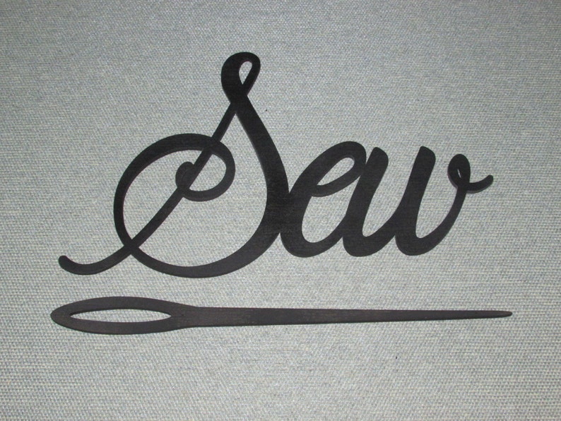 Large SEW Wood Wall Word & Wood Needle Decor Sign Sewing Room Etsy