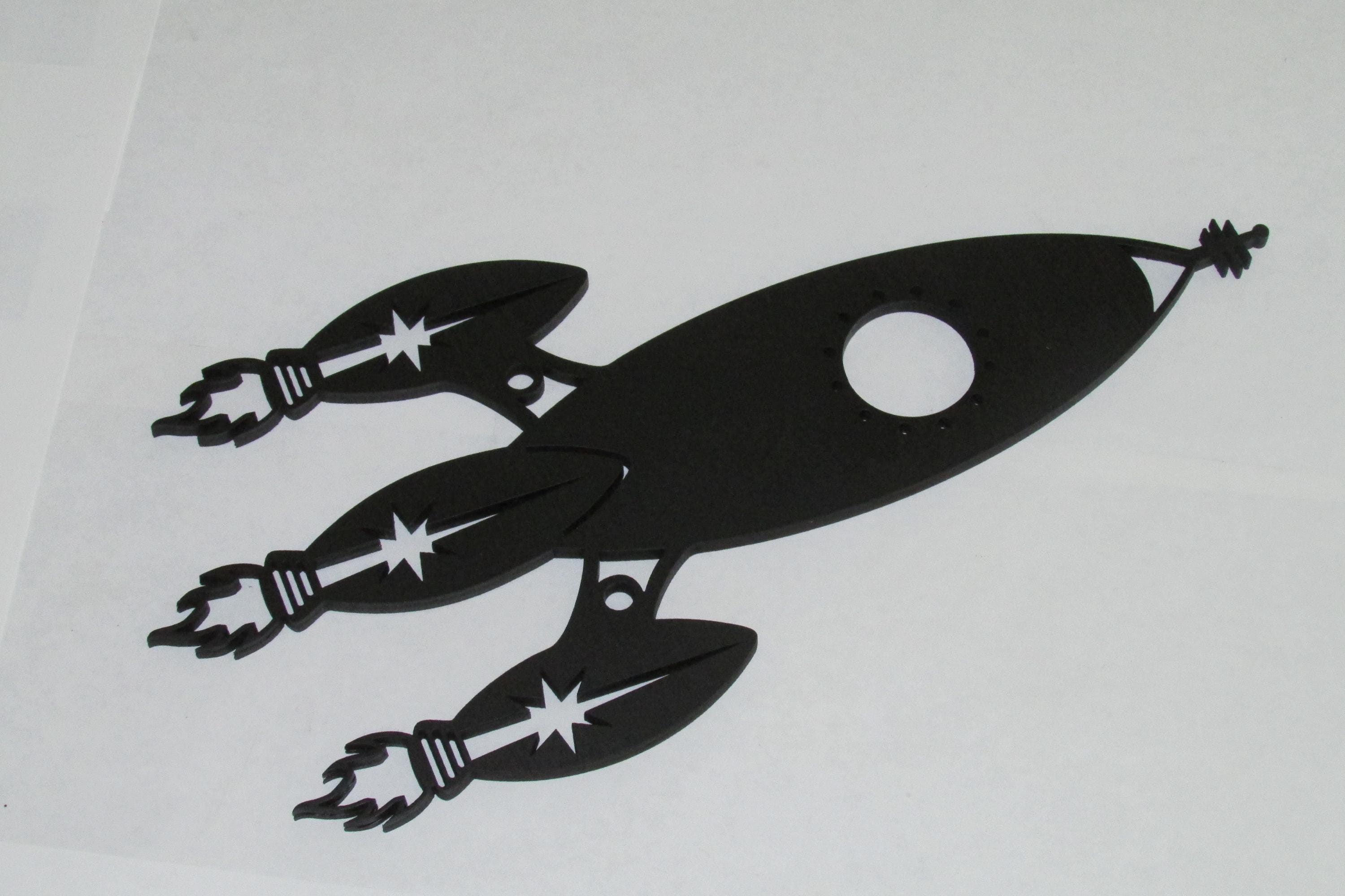 Rocket Ship Mid Century Retro Wall Art Decor Color Choice and Free ...